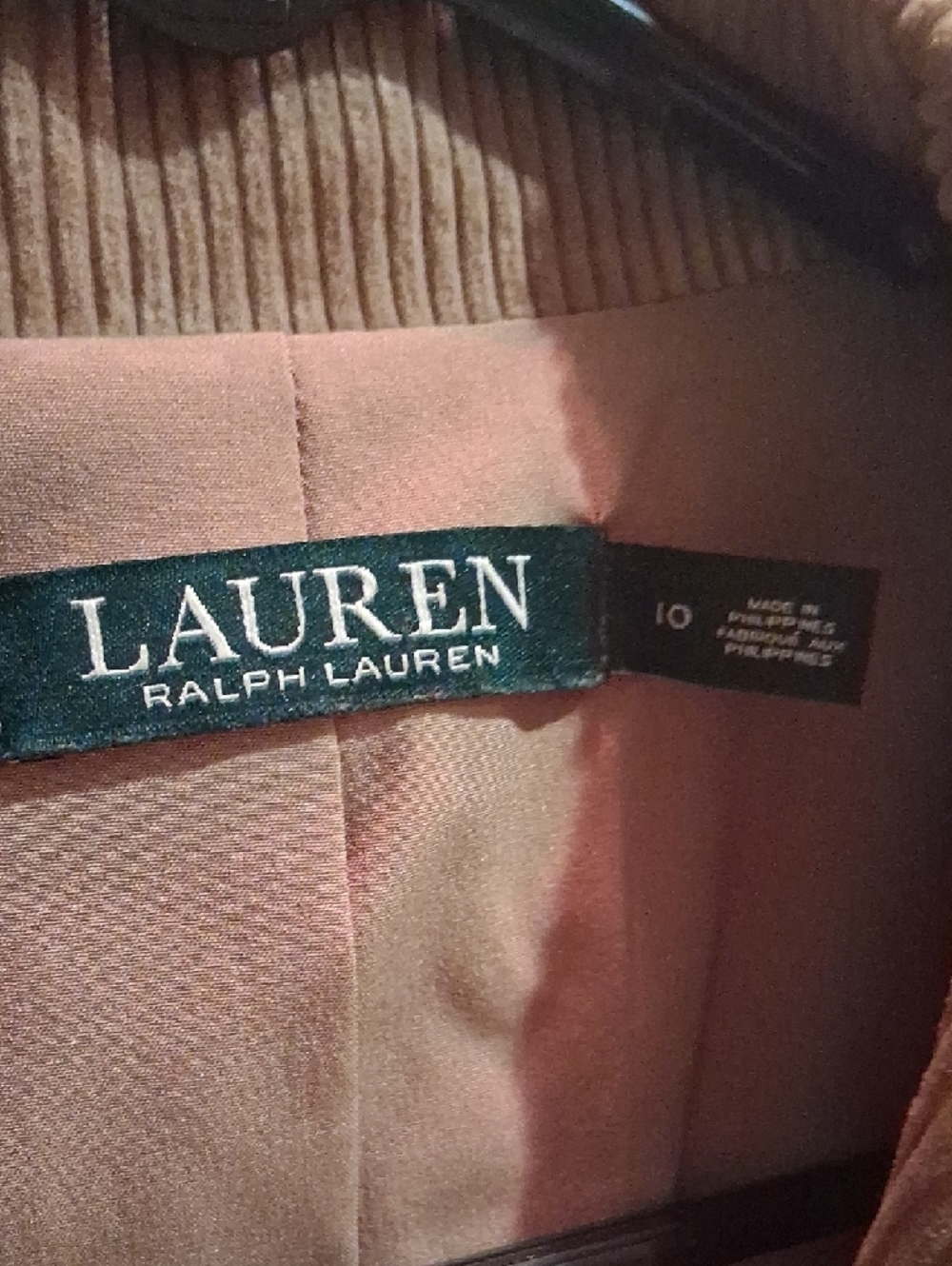 Lauren Ralph Lauren Camel Corduroy Blazer with Gold Crest Patch - Picture 4 of 9